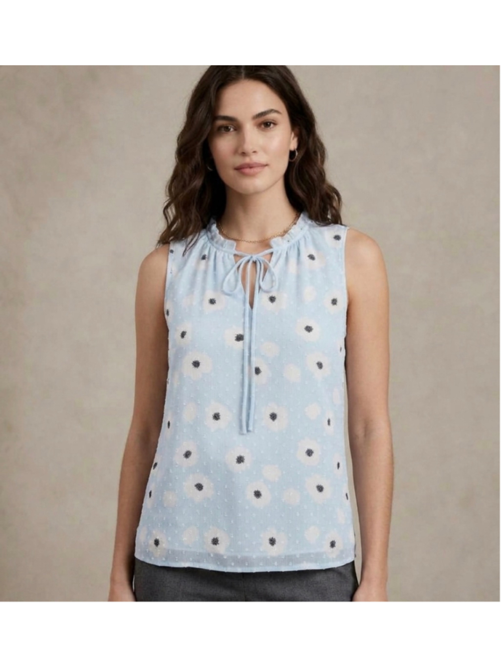 Women's Alfred Sung Floral Tank Top Size S Blue White